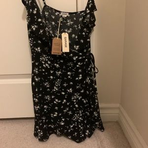 brand new black floral wrap romper